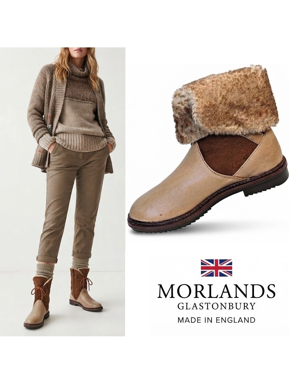 Morlands Women Boots U.K. | Sheepskin Brown US 10 Boho Chic